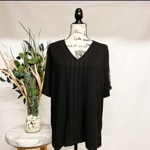 Adrianna Papell Embroidered Oversized Tee